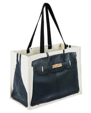 Dotpraise Chic Canvas Tote with Fashion-Inspired Print – Funny Gift Bag for Women, Stylish Holiday Present, Foldable Everyday Carryall