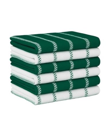 LANE LINEN Kitchen Towel Sets - 6 Pack Cotton Dish Towels for Drying Dishes, 18”x 28”, Hand Towel, Absorbent Tea Towels, Quick Drying Kitchen Towel Set - Christmas Green