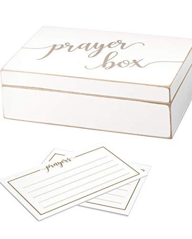 "Lillian Rose White Distressed Box with Prayer Cards, 6.5""", off-white (BX115)