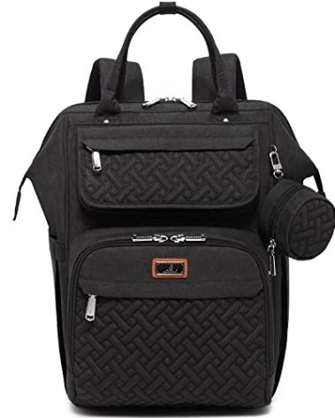 BabbleRoo Diaper Bag Backpack, Multifunction Nappy Changing Bag with Changing Pad, Stroller Straps & Pacifier Case, Unisex Stylish Travel Back Pack for Moms & Dads - Black