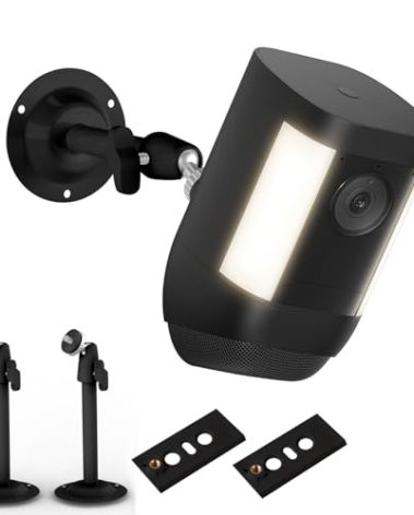 2Pack Metal Wall Mount for Ring Spotlight Cam Plus/Pro (Battery) and Ring Stick Up Cam/Pro (Battery), Adjustable Extension Mounting Brackets up to 4.33inch, 360° Swivel & 90° Tilt, Outdoor Use-Black