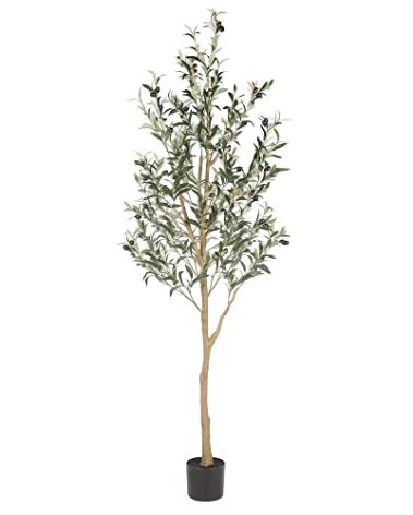 Realead 6ft Artificial Olive Tree, Tall Faux Olive Tree Plants, Fake Potted Olive Silk Tree with Branches and Fruits, Artificial Trees for Modern Home Office Living Room Floor Decor Indoor (72in)