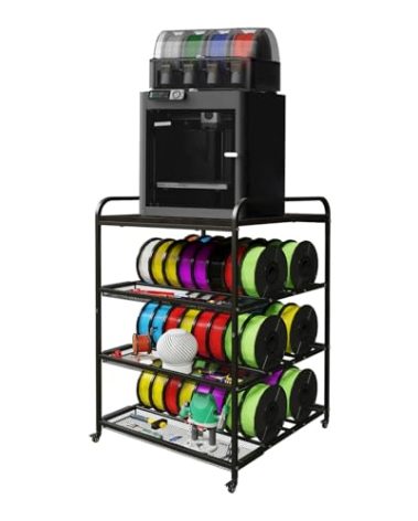 3D Printer Stand, TR4 Heavy Duty 3D Printer Table Stand with Filament Storage Rack, 4 Tier Rolling 3D Printer Accessories Cart with Wheels for 3D Printing Studio Home Office Workshop