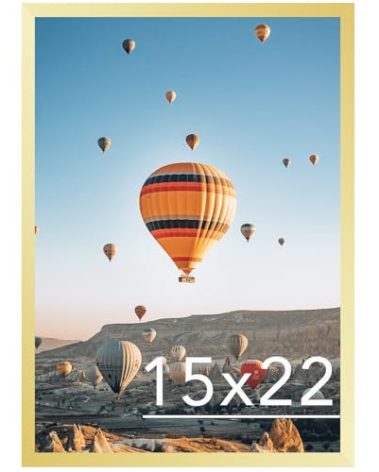 JCJMY 15x22 Picture Frame Gold for Poster Photo Picture, Horizontal and Vertical Formats for Wall Hanging, 15 x 22 inch Wall Gallery Poster Frame for 15 by 22 Photos Posters, Gold