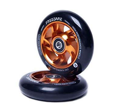 FREEDARE Scooter Wheels 100mm Pro Stunt Scooter Replacement Wheels with ABEC Bearings(Orange, Set of 2)