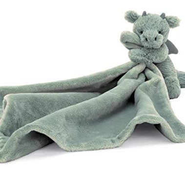 Jellycat Bashful Dragon Soother, 13.5 inches - Security Blanket & Lovey for Babies - Baby Gift