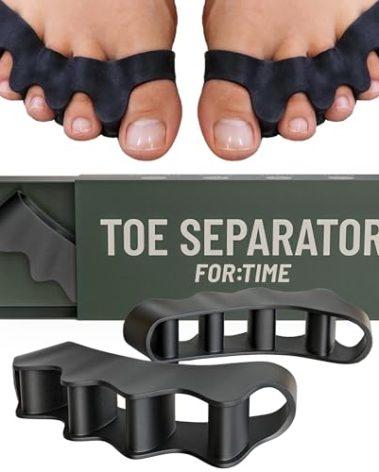 Toe Spacers - Bunion Corrector for Women & Men, Toe Separators for Women, Toe Spacers Men, Hammer Toe Straightener, Bunion Relief, 1 Pair Silicone Gel Toe Separators (Black, 1)
