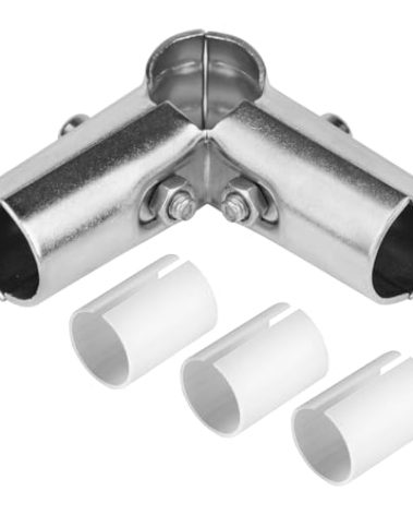 eoere 10 Sets 90 Degree 3-Way Pipe Connector Clamp Fits OD 1.000" Round Tube and 3/4" EMT with PE Adapter Shims, Stainless Steel