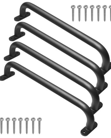 Purife 4 Pack 17 Inch Black Playground Equipment Handles Metal - Playset Slide Handles, Swing Sets Accessories Grab Bars, Kids Climbing Monkey Bar for Playhouse, Treehouse, Jungle Gym