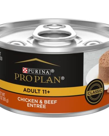 Purina Pro Plan High Protein Senior Wet Cat Food Pate, SENIOR 11+ Chicken & Beef Entree - (Pack of 24) 3 Oz. Pull-Top Cans