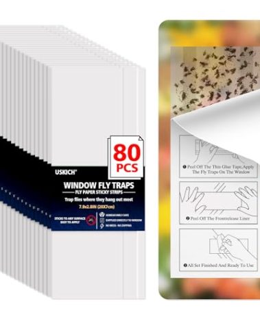 80 Pack Window Fly Traps Sticky,Clear Fly Paper Indoor for Home,Window Sticky Traps Fruit and Housefly Trap Indoor Fly Catcher Bug Traps Gnat Catcher Killer