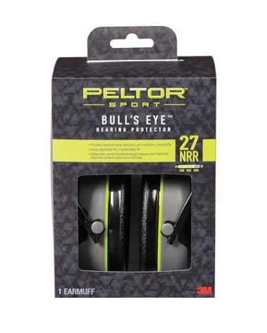 Peltor Sport Bull's Eye Hearing Protector, Noise Reduction Rating (NRR) 27 dB, Lightweight Design For Comfort & Extended Wear, Features Low Profile Design Ideal For Shooting & Hunting (97041-PEL-6C)