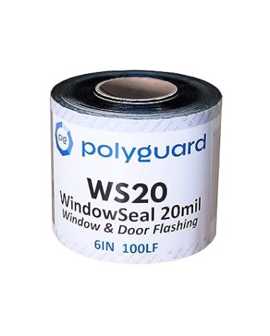 POLYGUARD WindowSeal Window and Door Flashing Tape, 6 in x 100 ft Roll, 20 mil Thick, Self-Sealing & Self-Adhering Waterproof Barrier