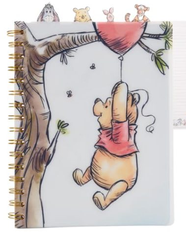 Disney Winnie the Pooh Tab Journal Notebook, Spiral Bound, 96 Lined Pages, 8 x 7 inches -White