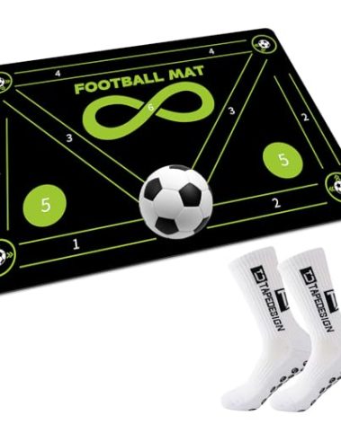 Soccer Training Mat, Agility Football Footwork Training Equipment Mat for All Ages to Improve Speed, Strength and Coordination, Video and Dynamic Manuals included, Anti-Slip/Silent Soccer Mat