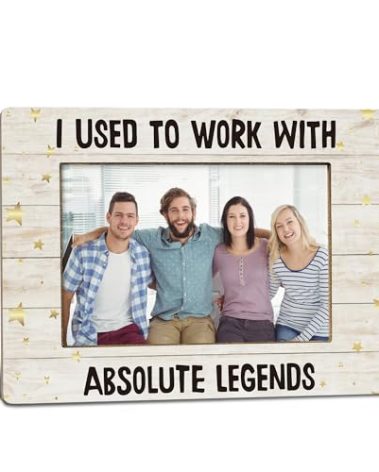 WTOGQ Retirement Picture Frame, Farewell Retirement Gifts for Coworkers Colleagues, Team Photo Frame 4x6, I Used to Work with Absolute Legends Wooden Photo Picture Frames for Desk Tabletop Decor