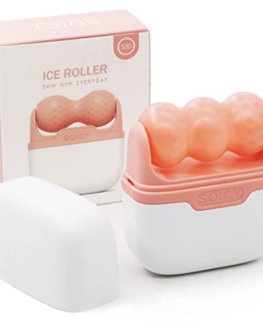 JASAQE Ice Roller for Face and Eyes - Facial Skin Care Tools with 2 in 1 Face Roller and Travel Case, Self Care Gift for Men Women (Pink)