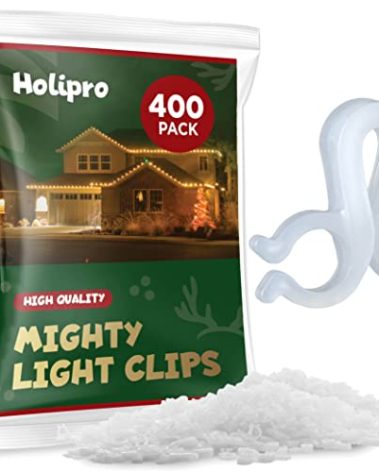 HOLIPRO Christmas Light Clips - [Set of 400] Mini Light Clips for Christmas Lights - Mount to Shingles & Gutters - for Hanging Outdoor Lights - USA Made - No Tools Required