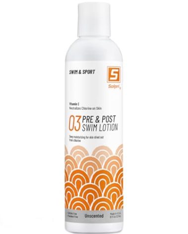 Solpri Pre and After Swim Lotion with Vitamin C 8 Fl Oz - Pre Swim Chlorine Skin Protection, Pre Swim Lotion for Chlorine (8 Fluid Ounce, Unscented)