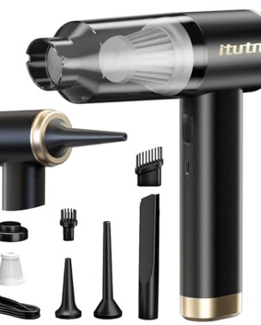 itutn Car Vacuum Portable Cordless, 15000PA Powerful Suction, High Power, Mini Portable Vacuum for Car, Handheld Small Vacuum Cleaner & Air Duster for Home, Office, Desk,PC, Keyboard Cleaning