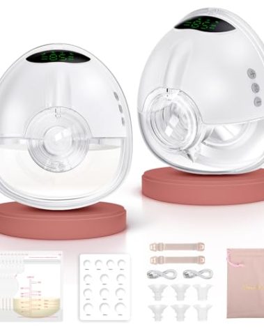 Lulia Breast Pump Hands Free, Wearable Breastfeeding Pump with 4 Mode and 9 Level, Strong Suction, Painless, Anti-Backflow, BPA Free, Portable Electric Breast Pumps with 17/19/21/24MM Flanges