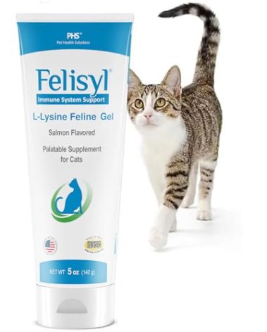 Felisyl L-Lysine Gel for Cats & Kittens (5oz) – Immune System, Respiratory & Eye Health Support. Reduces Sneezing, Runny Nose & Watery Eyes. Daily Salmon-Flavor Supplement – Made in USA