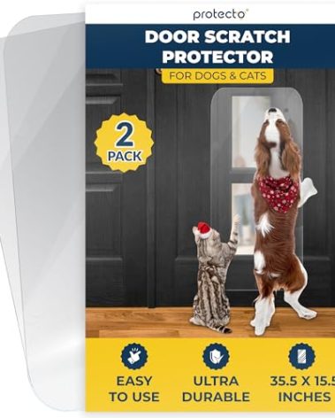 PROTECTO 2 Pack 35.5x15.5 Door Protector from Dog Scratching Cat & Dog Scratch Guard for Indoor/Outdoor Use Easy Install on Walls, Glass & Screen Door