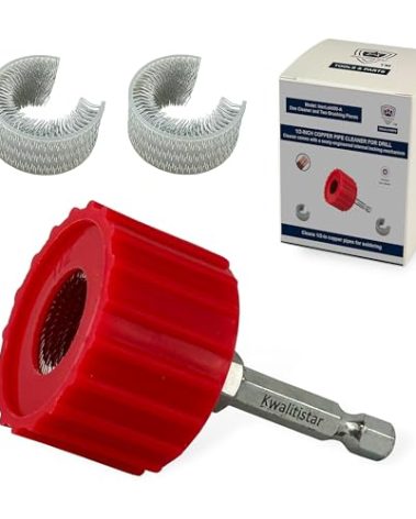 1/2-Inch[3PC] Copper Pipe Cleaner for Power Drill, Model InerLok050-A [1/2” Tube Cleaning Brush & 2 Brushing Pieces] Cleans Copper Pipes for Soldering, w/ Stainless-Steel Wire Bristles & 1/4” Shank