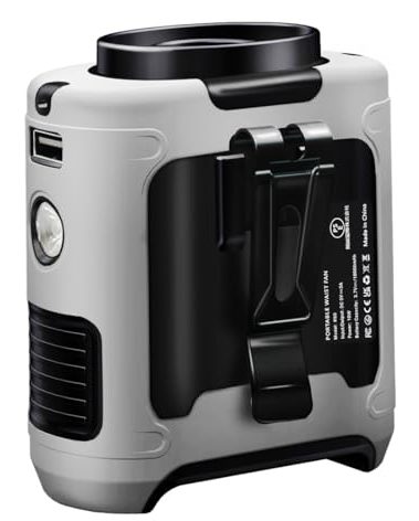 CAZOKASI 2024 Upgrade 10000mAh Waist Clip Fan Wearable Fan Portable Personal Body Fan Powerful Upto 40H Cooling and Heatstroke Prevention Fan (Gray and Orange) (10000mAh / Grey and Orange)