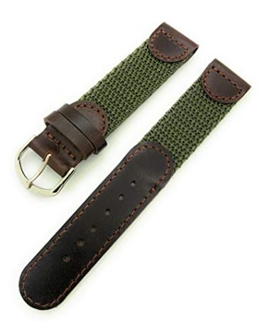 20mm Canvas Nylon Leather Watch Band (green)