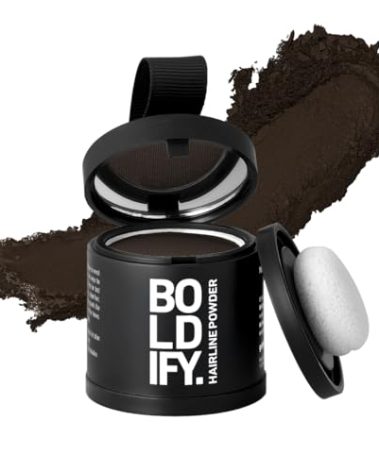 BOLDIFY Hairline Powder (LARGE, 10g) - Root Touch Up Hair Color for Gray Coverage - Bald Spot Concealing Hair Powder for Women & Men - 24-Hour Stain-Proof - Dark Brown