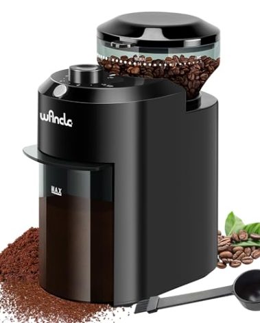 Wancle Electric Burr Coffee Grinder - Adjustable with 28 Precise Grind Settings for 12 Cups - Professional Coffee Bean Grinder (Plastic, Black)
