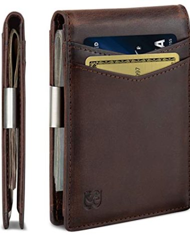 SERMAN BRANDS Money Clip Wallet - Mens Wallets slim Front Pocket RFID Blocking Card Holder Minimalist Mini Bifold (Texas Brown Transformer)