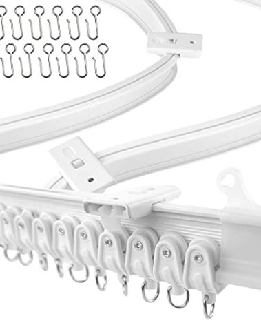 UrbanRed Flexible Bendable Ceiling Curtain Track, 32.8 ft (10 m) Mount for Rail with Curtain Tracks System, Room Divider, Curtains Rod, RV Ceiling Track for Curtains, Long Curved Hospital System White