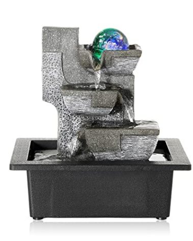 Dyna-Living Water Fountains Indoor Desktop Fountain Relaxation Waterfall Indoor Portable Feng Shui Fountain with LED Light Home Decoration