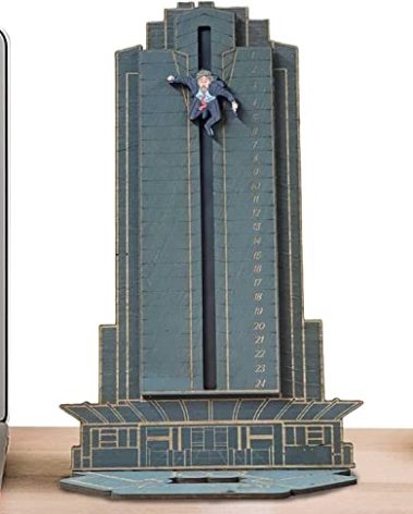 Desktop Wooden Christmas Countdown Calendar, Hans Gruber Dropped Nakatomi Plaza (blue)