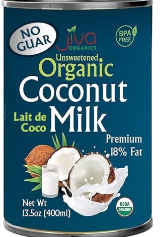 Organic Coconut Milk 13.5 Ounce (Pack of 12) - Unsweetened, Premium FULL 18% Fat, Vegan, Paleo, No Guar Gum, BPA Free, Keto Friendly by Jiva Organics