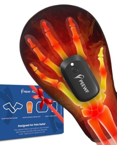 PEEWF Wireless Red & Near-Infrared Light Therapy Glove for Hands – Arthritis, Sore Muscles Relief | 30 Red & Near-Infrared LEDs + Built-in Gentle Heating Wires | Breathable | Auto 20-Min Shut-Off