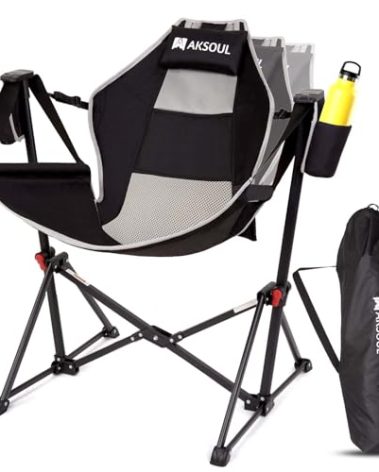 AKSOUL Hammock Camping Chair Swinging: Foldable & Portable Swing Chairs with Storage Bag - 265lbs Adult Weight Capacity - Folding Rocking for Lawn Camp Stargazer Outdoor