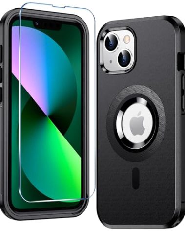 femrit Magnetic for iPhone 13 Case, [Compatible with Magsafe][Military Grade Drop Protection][Non-Slip][13FT Drop Shockproof] Heavy Duty Tough Rugged Shockproof Phone Case for iPhone 13 (6.1"), Black