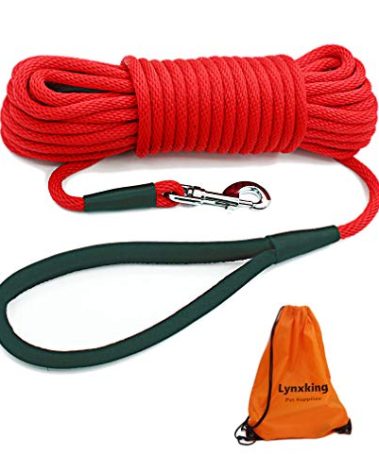lynxking Check Cord Dog Leash Long Lead Training Tracking Line Comfortable Handle Heavy Duty Puppy Rope 10ft 15ft 30ft 50ft for Small Medium Large Dog