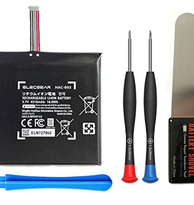 ElecGear 1 x Replacement Battery for Nintendo Switch Console, HAC-003 Internal Rechargeable Li-ion Battery for Switch HAC-001, 3.7V 4310mAh 16.0Wh with Repair Tool Kit