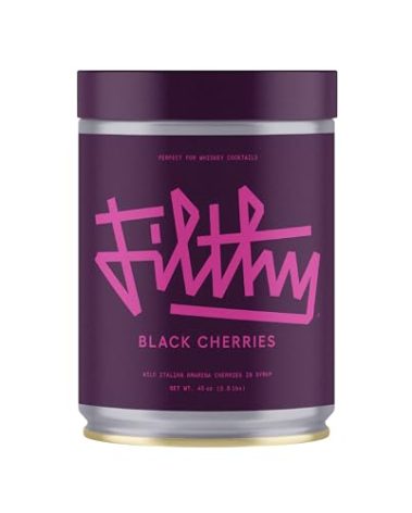 Filthy Cocktail Amarena Black Cherries, Premium Cocktail Garnish, All Natural Wild Italian Amarena Black Cherry, Non-GMO, Gluten Free, Vegan, Slow-Cooked, 45 Oz Tin, 170 Cherries