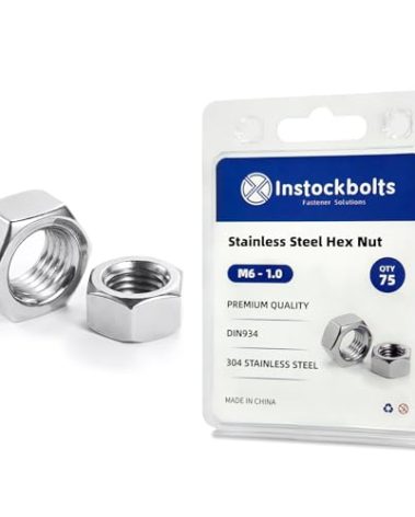 Instockbolts Hex Nuts, M6-1.0 Stainless Steel 304 (18-8) Hex Nut, 70pcs