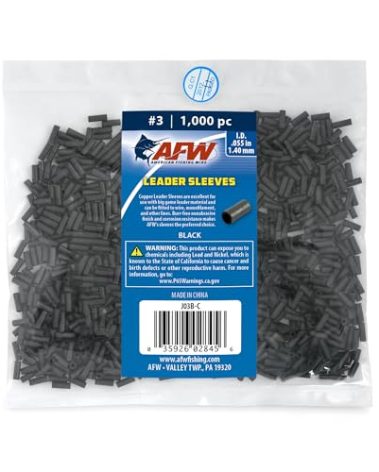 American Fishing Wire Single Barrel Crimp Sleeves, Size #3/.055", Black, 1,000 pc