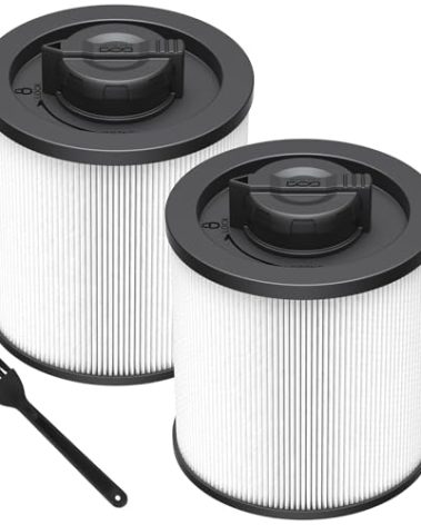 2 Pack DXVC6910 Cartridge Filter Replacement for DEWALT 6-16 Gallon Wet/Dry Vac, Compatible with DeWalt DXV06P DXV09P DXV10P DXV10PL DXV10SA DXV12P DXV14P DXV16P, White