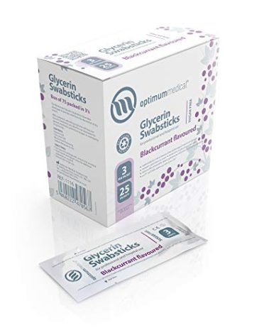 OPTIMUM MEDICAL Glycerin Swabsticks (x75) – Blackcurrant Flavour Pleasant Tasting Sugar Free Swab Sticks for Dry Mouth Relief (Blackcurrant)
