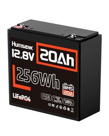 HumsiENK 12V 20Ah LiFePO4 Lithium Battery, Built-in 20A BMS, EV Grade A+ Cells, Rechargeable 6000 to 15000 Deep Cycles Lithium Batteries 12V, Perfect for Fish Finder, Camping, Power Wheels