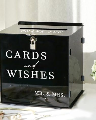 SOFARKKT Black Acrylic Card Box with Slot & Lock, DIY Large Wedding Card Boxes for Reception, Elegant Money Envelop Gift Cards Box for Party Wedding Birthday Baby Shower Graduation Table Decor