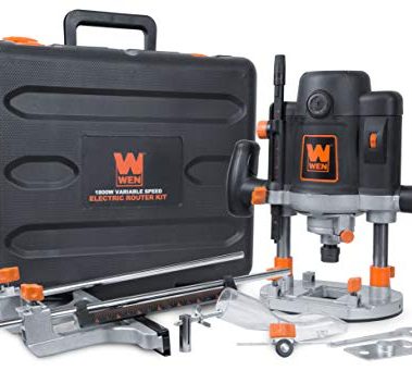 WEN RT6033 15-Amp Variable Speed Plunge Woodworking Router Kit with Carrying Case & Edge Guide